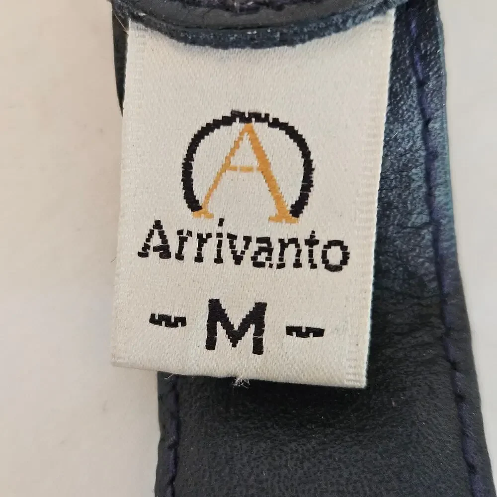 Arrivanto Genuine Snakeskin Belt M Navy Blue Gold Sculptural Buckle Vintage 31